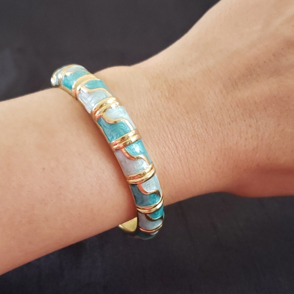 Gold and turquoise gypsie bangle bracelet